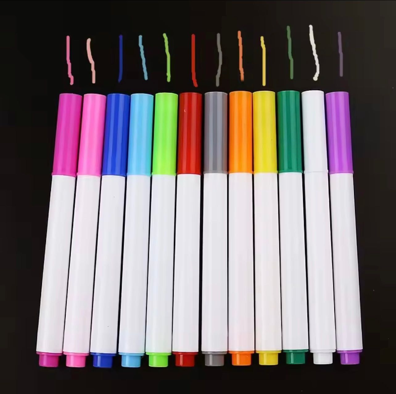 12 Erasable Coloured Felt-Tip Pens