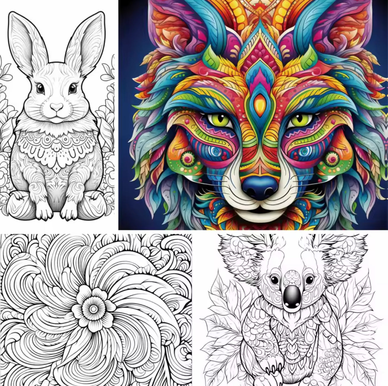 Malbuch Mit Tieren - Paradise Mandala Animals - 22 Seiten